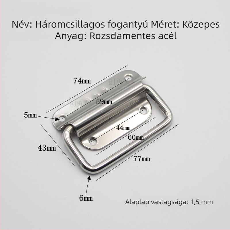 Rozsdamentes acél fogantyú szekrényhez/dobozhoz, gyűrűvel, hegesztés, modern minimál stílus, modell 20180614