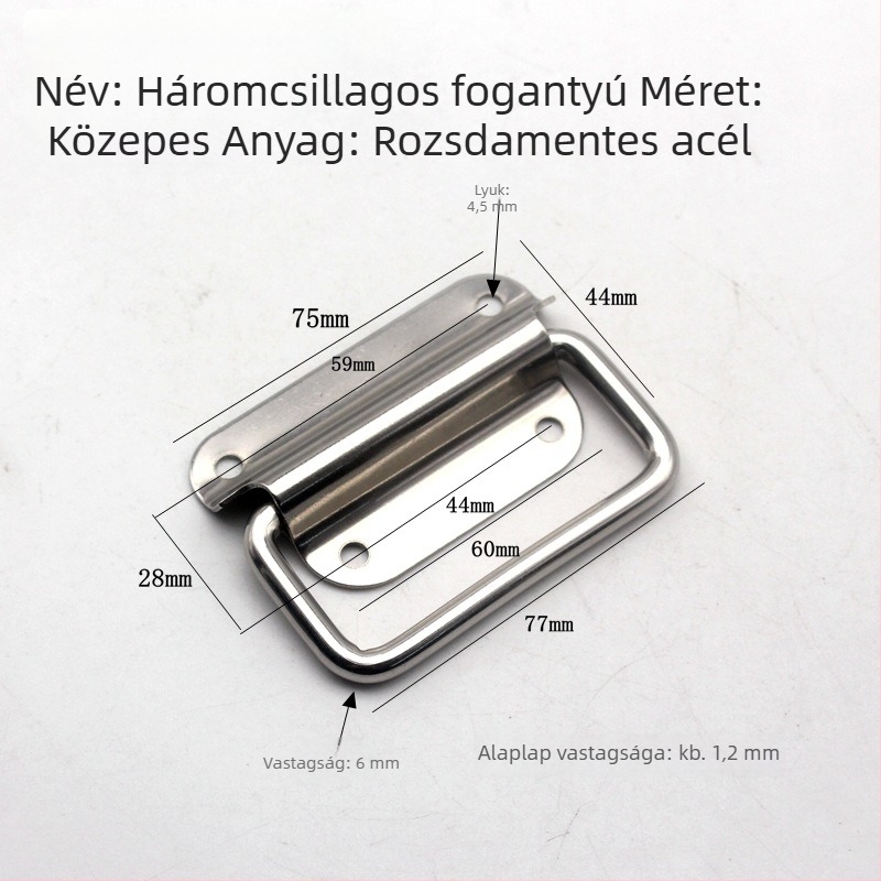 Rozsdamentes acél fogantyú szekrényhez/dobozhoz, gyűrűvel, hegesztés, modern minimál stílus, modell 20180614