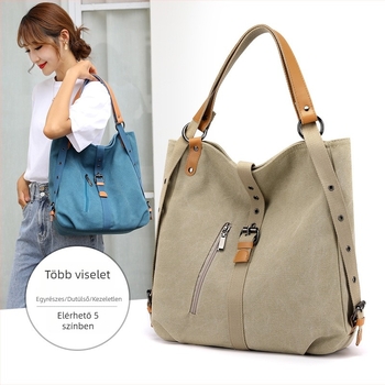 XIAOMOYOU vászon női táska, casual sokfunkciós váll- és crossbody táska, mágneses zárás, rekesz laptop, zseb cipzáras, zseb dokumentum