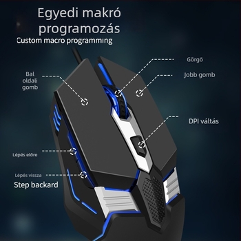 Viper M12 játékoptikai egér, 4000 DPI, USB kábeles, 6 gomb, ergonikus kialakítás