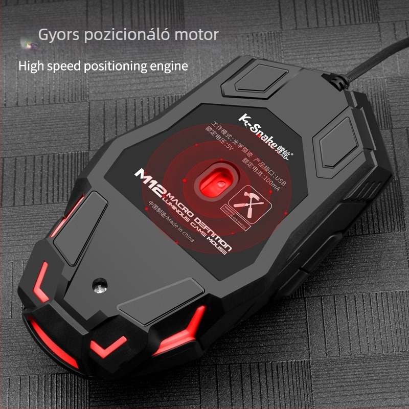 Viper M12 játékoptikai egér, 4000 DPI, USB kábeles, 6 gomb, ergonikus kialakítás
