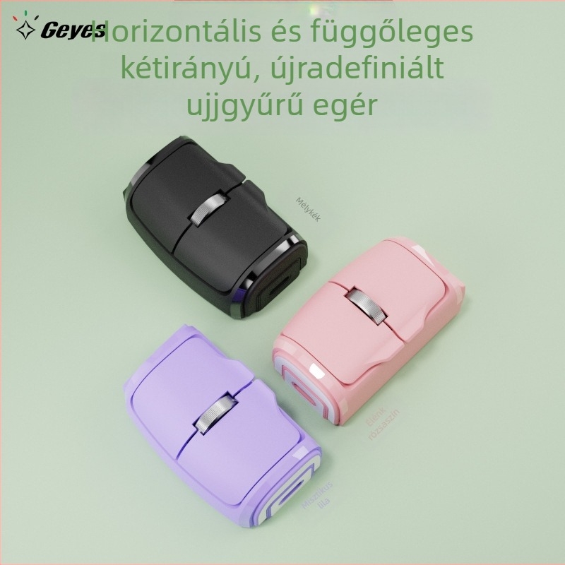 Kör alakú mini Bluetooth egér, kettős üzemmódú vezeték nélküli kapcsolat 2.4G + Bluetooth, 1000dpi, 3 gomb, újratölthető