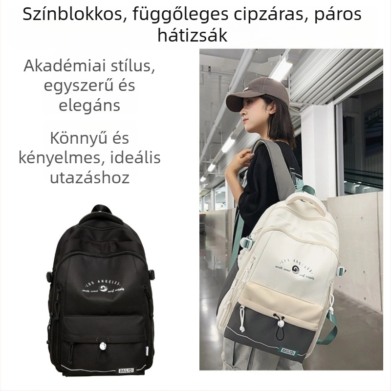 Uniszex hátizsák, kényelmes és sokoldalú, ergonómikus hátsó támasz, könnyű, utcai stílus, diákoknak