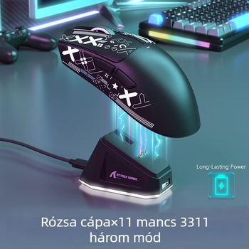 X11 vezeték nélküli gamer egér, 2 gomb, ergonómikus kialakítás, Plug-and-Play