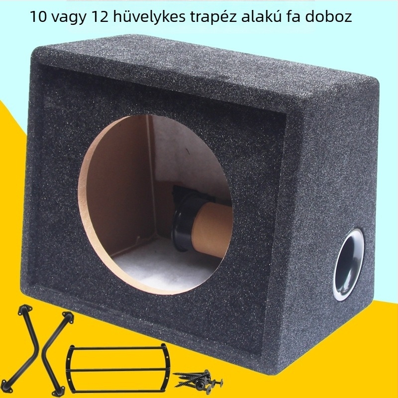 Faanyagú autóhangszóró-doboz, passzív mélynyomó, velúr belsővel