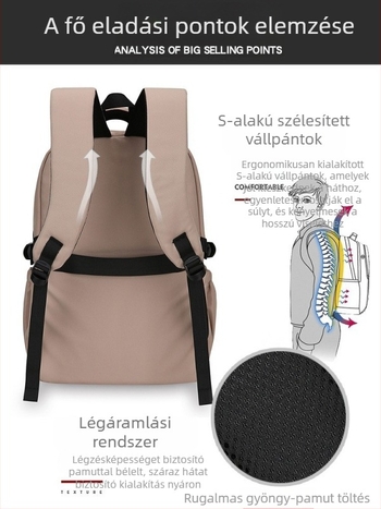 Uniszex hátizsák 20-35 L, vízlepergető poliészter, 16 hüvelykes laptophoz