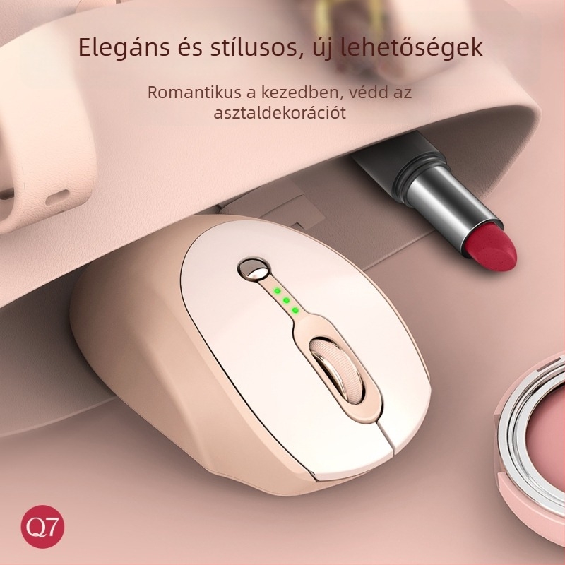 T-Wolf Q7 vezeték nélküli egér kettős Bluetooth és 2.4G üzemmóddal, USB Type-C töltés, akkumulátor kijelző, csendes működés, 6 gomb