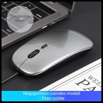 Vezetékes optikai egér USB-C kétporttal, 1600dpi, 4 gomb, ergonikus asztali számítógépekhez