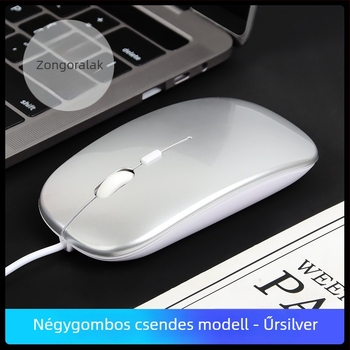 Vezetékes optikai egér USB-C kétporttal, 1600dpi, 4 gomb, ergonikus asztali számítógépekhez