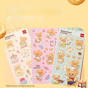 Deli HY210 Butter Bear Cartoon Napló matricák, aranyos stílus, nyomtatott kivitel
