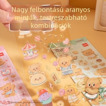 Deli HY210 Butter Bear Cartoon Napló matricák, aranyos stílus, nyomtatott kivitel