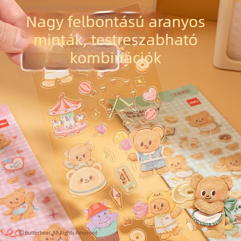 Deli HY210 Butter Bear Cartoon Napló matricák, aranyos stílus, nyomtatott kivitel