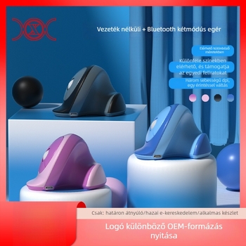 Vertikális ergonómikus vezeték nélküli optikai egér, kettős módú háromcsatornás némítás, 1600dpi, 6 gomb, USB/Bluetooth