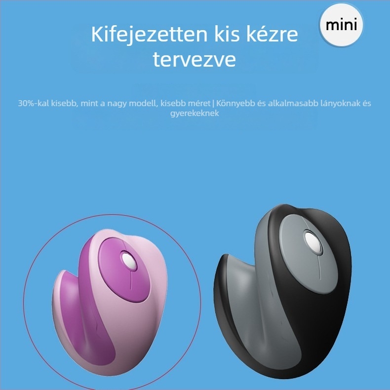 Vertikális ergonómikus vezeték nélküli optikai egér, kettős módú háromcsatornás némítás, 1600dpi, 6 gomb, USB/Bluetooth