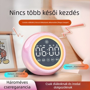 Többfunkciós AI beszéd-alapú ébresztőóra Bluetooth hangszóróval és szubwooferrel, Bluetooth 5.3, beépített 1200-2000 mAh akkumulátor, 40 Hz-20 kHz, SNR ≥100 dB, 10 m hatótáv