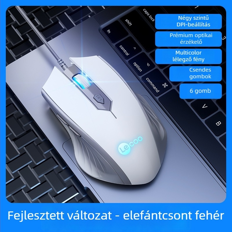 Optikai vezetékes gaming egér világítási funkcióval, 3500 DPI, 6 gomb, USB, 1,5 m kábel