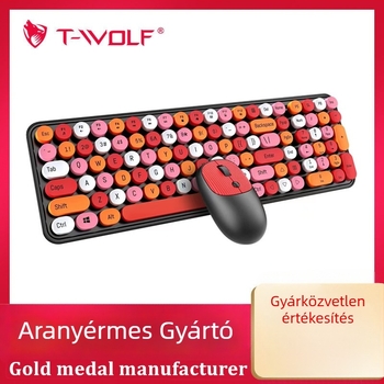 TWOLF TF350 vezeték nélküli billentyűzet és egér készlet, 2.4G, 104 billentyűs billentyűzet és 4-billentyűs egér, 1000 DPI optikai, plug-and-play, ergonómiai kialakítás