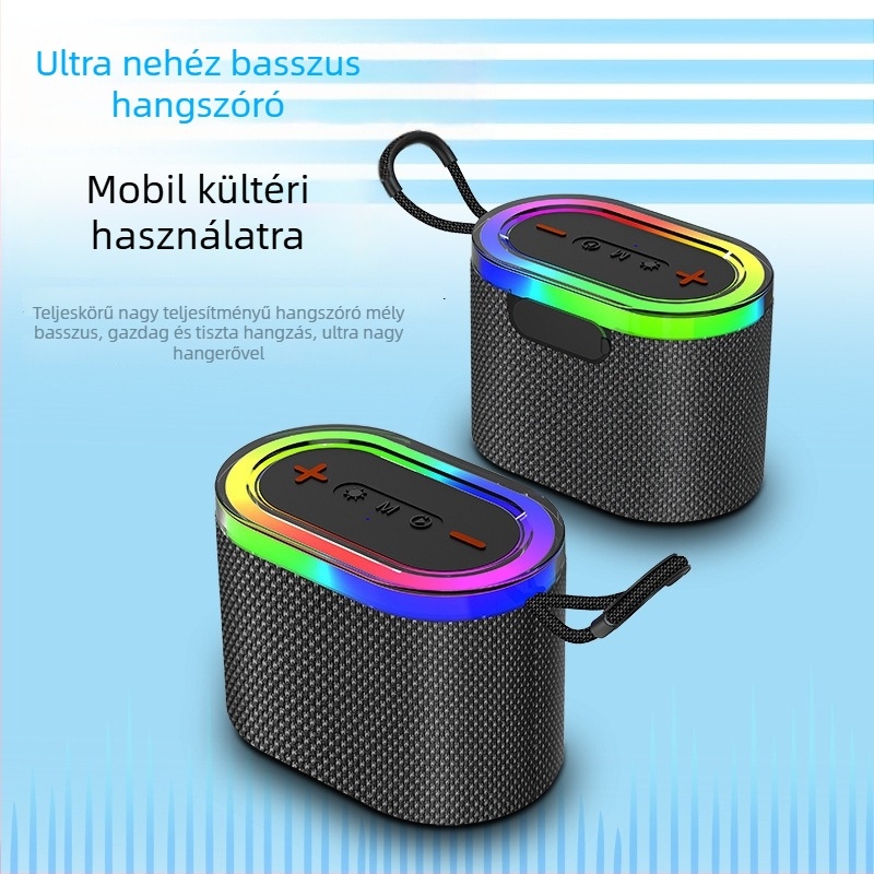 Erőteljes basszusú Bluetooth hangszóró, beépített 1000–1200 mAh akkumulátor, USB tápegység, Bluetooth 5.3, 5W kimenet, 10 m hatótávolság