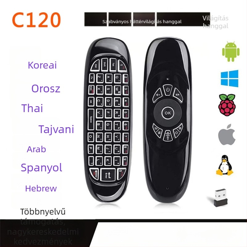 C120 Vezeték nélküli Air Mouse billentyűzet – USB interfész, 10 m hatótáv, kiadás 2021
