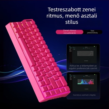 FV K68 Hárommódos vezeték nélküli RGB mechanikus billentyűzet zöld kapcsolókkal, 68 billentyű, vízálló