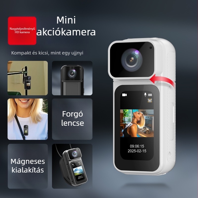 S80 mini akciókamera kültéri kerékpározáshoz és horgászathoz – 2.7K videó, 1,47 hüvelykes LCD, TF-kártya tárhely, ABS+PC tokozás, 4–9 órás üzemidő