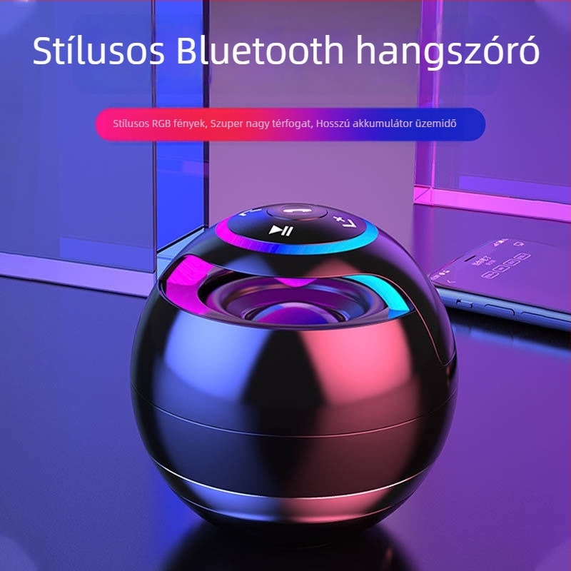 Hordozható Bluetooth hangszóró erőteljes basszussal — Bluetooth 5.0, 3W, 60Hz-15kHz, SNR ≥75dB, beépített akkumulátor 500–800mAh