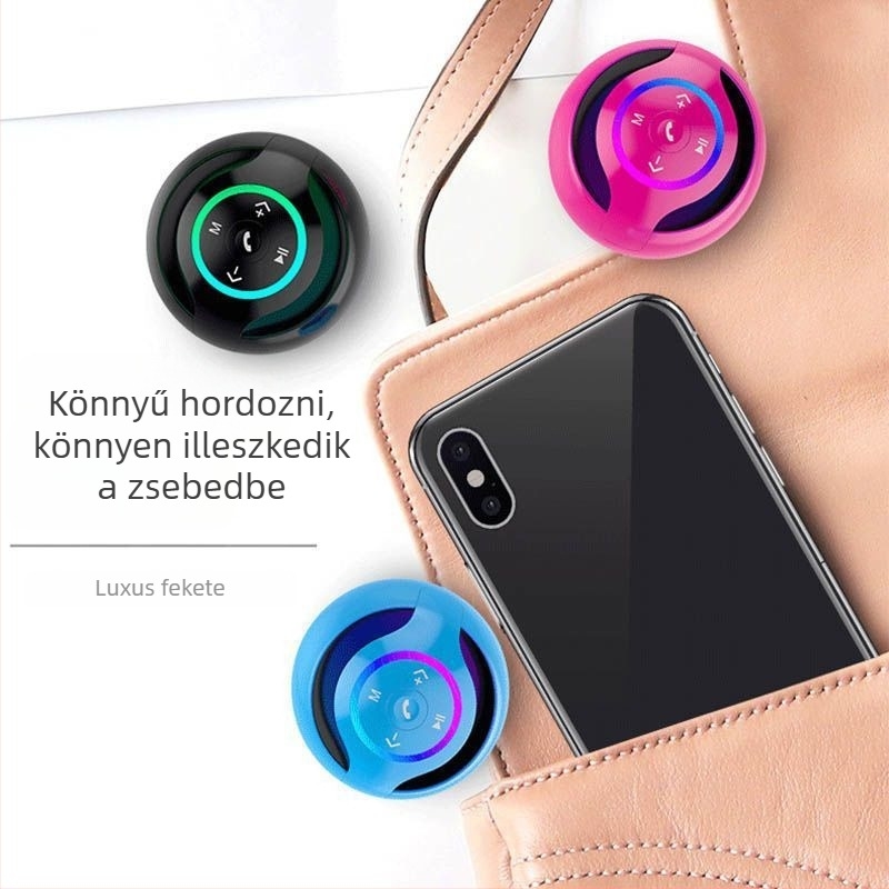 Hordozható Bluetooth hangszóró erőteljes basszussal — Bluetooth 5.0, 3W, 60Hz-15kHz, SNR ≥75dB, beépített akkumulátor 500–800mAh