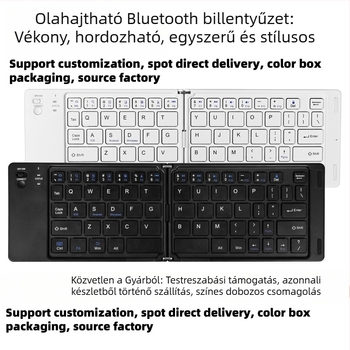 Bluetooth összecsukható billentyűzet – 67 gomb, vezeték nélküli, összecsukható kialakítás, optikai kapcsoló, ABS tok, 295×92×15 mm, 170 g, háttérvilágítás nélkül
