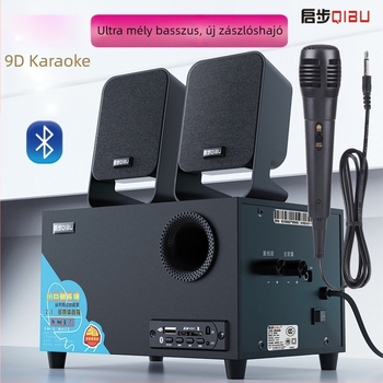 Asztali 2.1 aktív hangrendszer Bluetooth-kal, USB-vel és AUX-szal, fa kabinetben