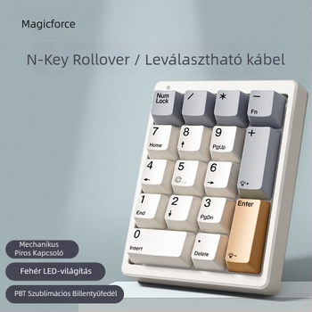 Mechanikus numerikus billentyűzet, 17 gomb, USB-kábeles, egyszínű háttérvilágítás, zöld/barna/piros kapcsolók