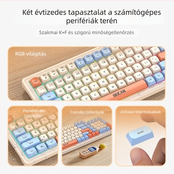 Kábeles RGB háttérvilágítású billentyűzet és egér szett halk gombokkal asztali számítógépekhez – 98+ billentyű, 1,2 m kábel, ABS anyag