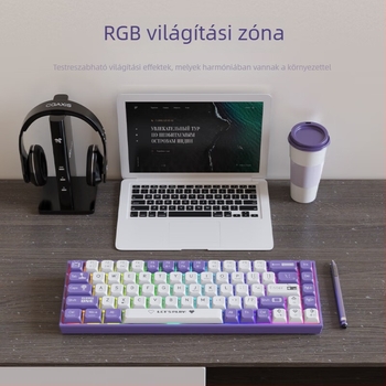 Ajazz AK680 mechanikus billentyűzet, 67+1 billentyű, Bluetooth és USB kapcsolódás, vegyes háttérvilágítás, 1,6 m kábel, tömeg 460 g