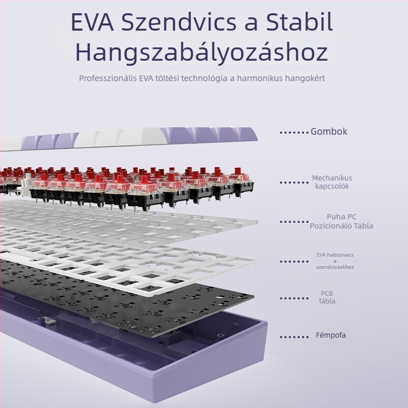 Ajazz AK680 mechanikus billentyűzet, 67+1 billentyű, Bluetooth és USB kapcsolódás, vegyes háttérvilágítás, 1,6 m kábel, tömeg 460 g