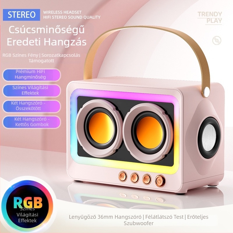 Bluetooth hangszóró punk stílusban, hordozható kültéri mini asztali hangszóró mély hanggal