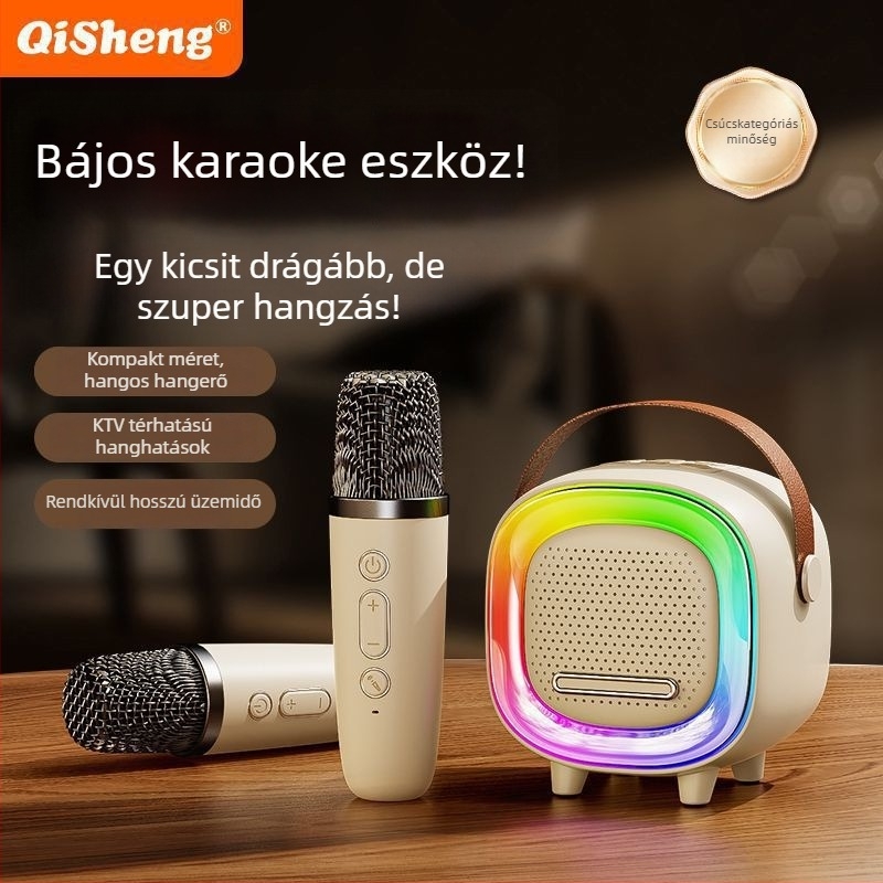 D8 Vezeték nélküli Bluetooth karaoke hangszóró - Bluetooth 5.0, 5W, IPX4 vízálló, beépített akkumulátor 1200–2000mAh, frekvenciaválasz 100 Hz–20 kHz