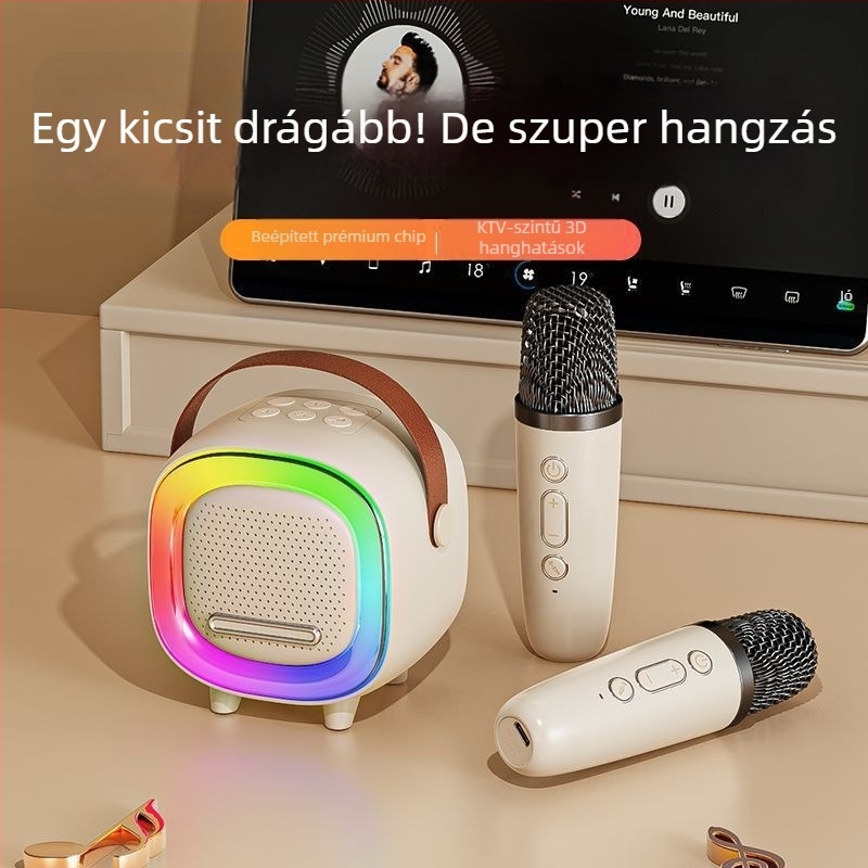 D8 Vezeték nélküli Bluetooth karaoke hangszóró - Bluetooth 5.0, 5W, IPX4 vízálló, beépített akkumulátor 1200–2000mAh, frekvenciaválasz 100 Hz–20 kHz