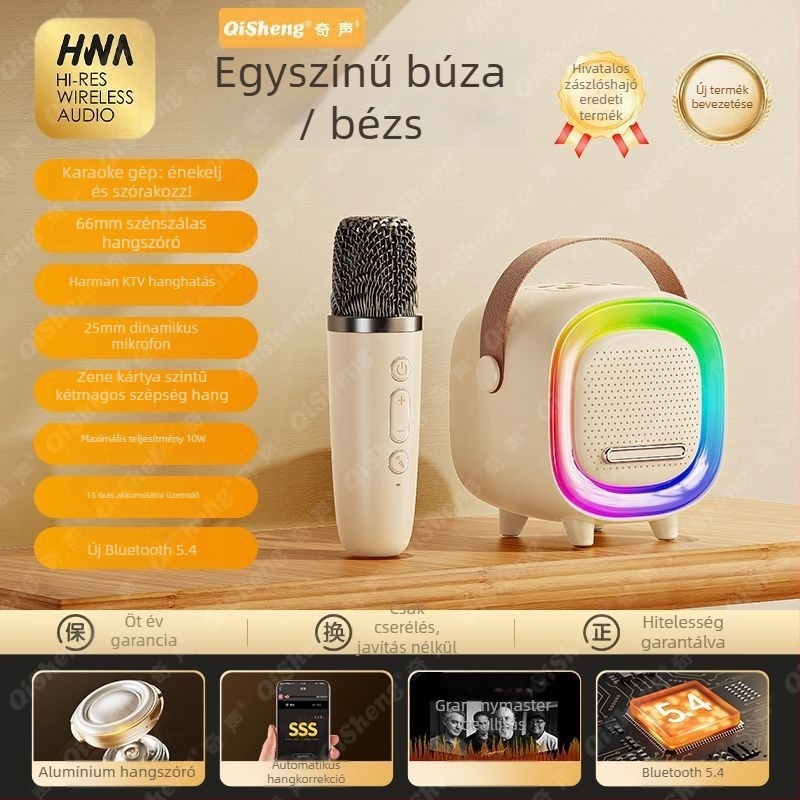 D8 Vezeték nélküli Bluetooth karaoke hangszóró - Bluetooth 5.0, 5W, IPX4 vízálló, beépített akkumulátor 1200–2000mAh, frekvenciaválasz 100 Hz–20 kHz
