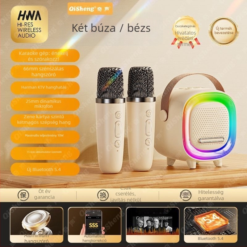D8 Vezeték nélküli Bluetooth karaoke hangszóró - Bluetooth 5.0, 5W, IPX4 vízálló, beépített akkumulátor 1200–2000mAh, frekvenciaválasz 100 Hz–20 kHz