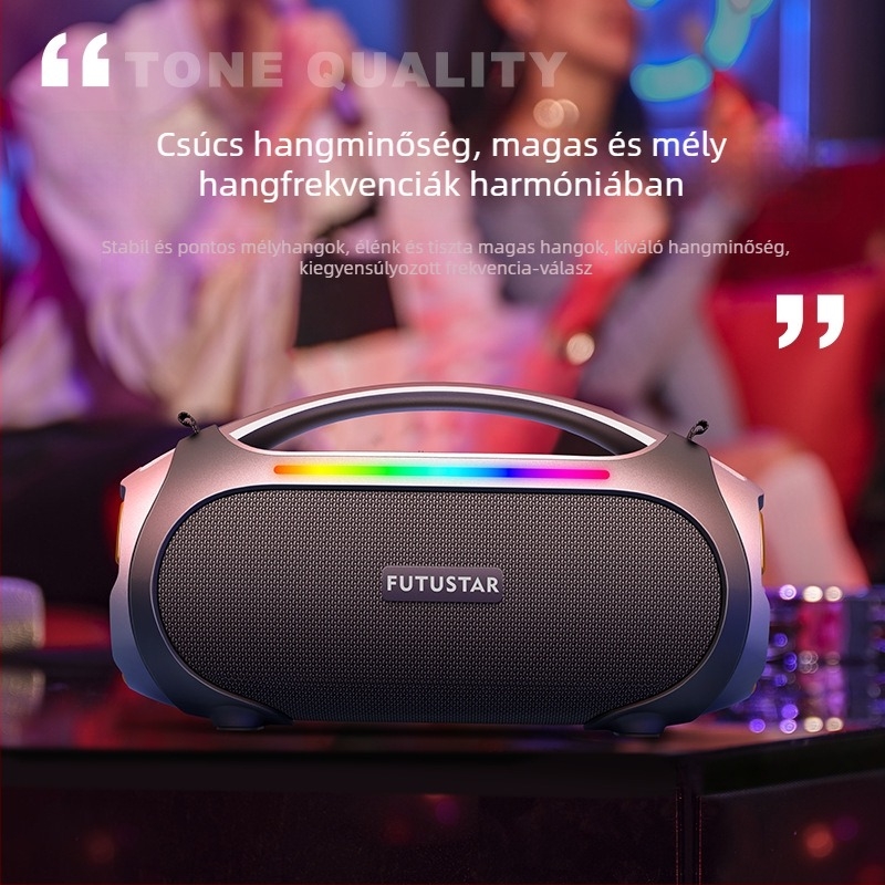 60W hordozható kulturális kültéri Bluetooth hangszóró, Bluetooth 5.0-vel, IPX6 vízálló, beépített 4000-6000 mAh akkumulátor és 40 Hz-20 kHz frekvenciasáv