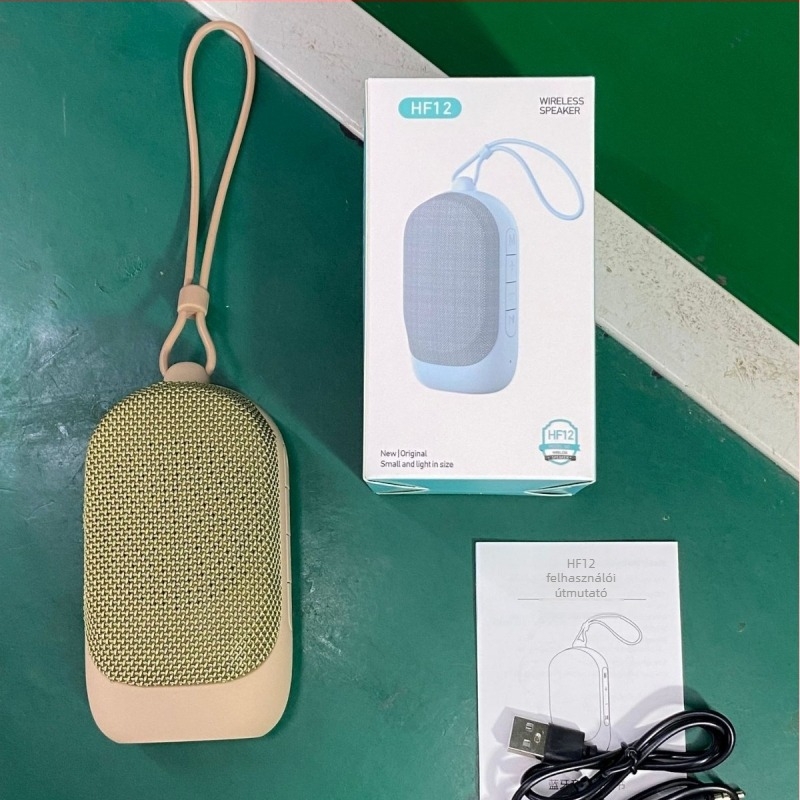Textiles Bluetooth hangsugó szilikon fogantyúval, hordozható basszus hangszóró, 5W, Bluetooth 5.3, 100Hz-20kHz, SNR≥85dB, IPX2