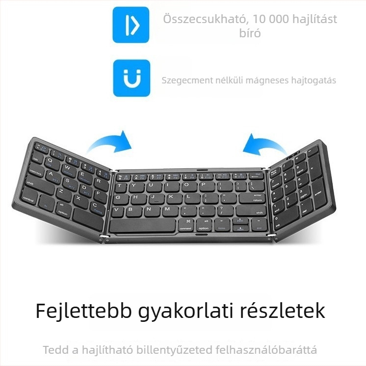 Összecsukható Bluetooth billentyűzet numerikus paddel, 81 gomb, csendes, ABS műanyag, több eszköz párosítás akár 3 eszközzel