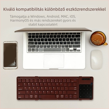 Ultra vékony billentyűzet B077T Bluetooth és 2,4G támogatással, 64 gomb, ABS+PU, 4+ eszközzel párosítható