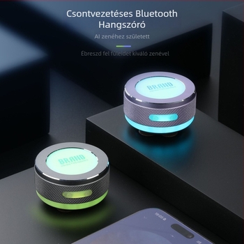 TM002 Csontvezetéses Bluetooth hangszóró, hordozható mini mély hangsugárzó, fém burkolat; Bluetooth 5.3, 100 Hz–20 kHz frekvencia-tartomány, SNR ≥75 dB, 3 W, IPX6 vízálló