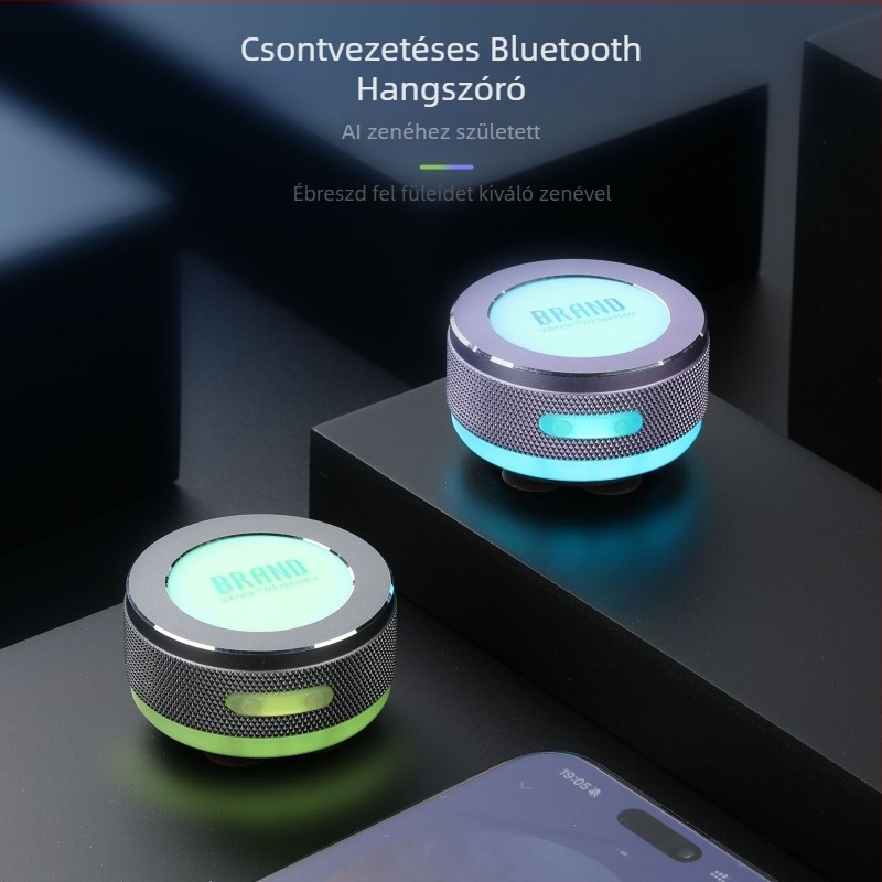 TM002 Csontvezetéses Bluetooth hangszóró, hordozható mini mély hangsugárzó, fém burkolat; Bluetooth 5.3, 100 Hz–20 kHz frekvencia-tartomány, SNR ≥75 dB, 3 W, IPX6 vízálló