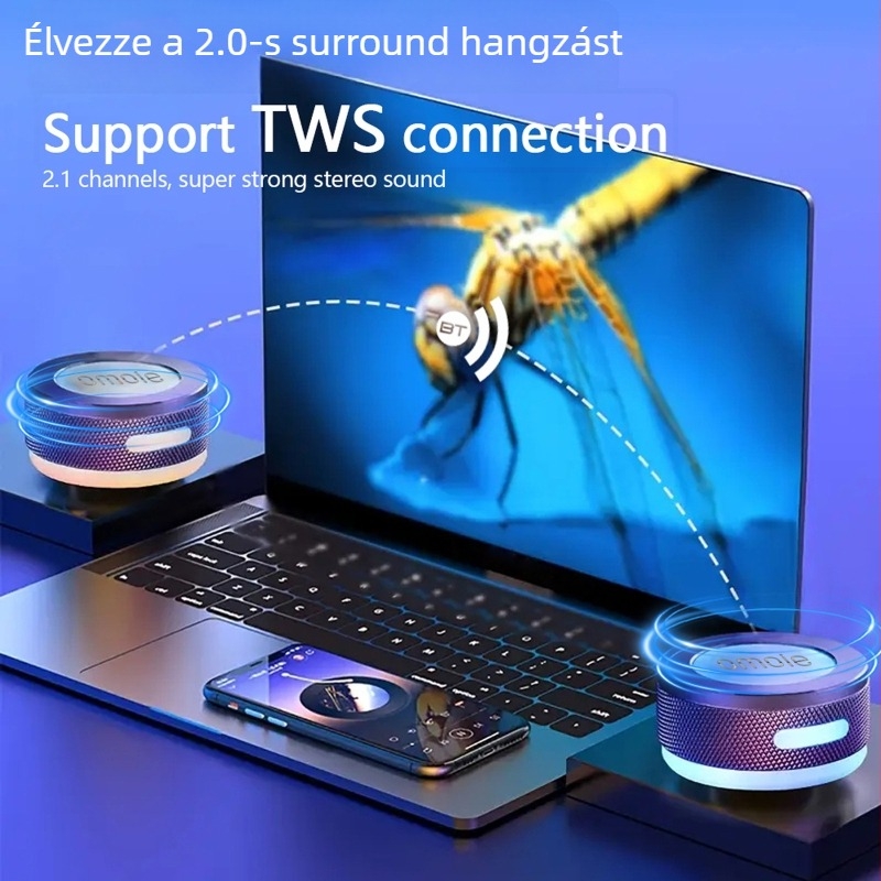 TM002 Csontvezetéses Bluetooth hangszóró, hordozható mini mély hangsugárzó, fém burkolat; Bluetooth 5.3, 100 Hz–20 kHz frekvencia-tartomány, SNR ≥75 dB, 3 W, IPX6 vízálló