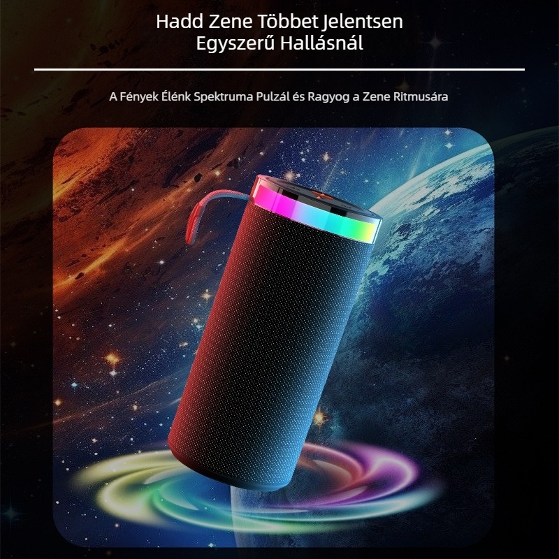 Textilborítású Bluetooth hordozható hangszóró, kompakt, mini, mély hangzással, kültéri használatra