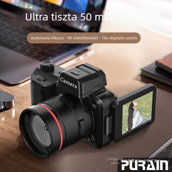Mini CCD digitális kamera retró kialakítással – 50MP, 16x optikai zoom, optikai képstabilizáció, microSD tárhely