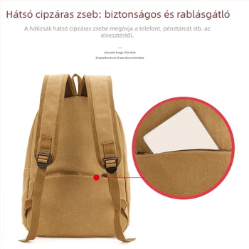 Uniszex hátizsák strapabíró vászonból, anti-theft rendszerrel, 36-55 L kapacitás, kompatibil 15 hüvelykes laptophoz, légpárnás vállpántok