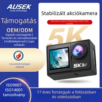 5K akciókamera dupla kijelzővel, EIS, vízálló, Wi‑Fi