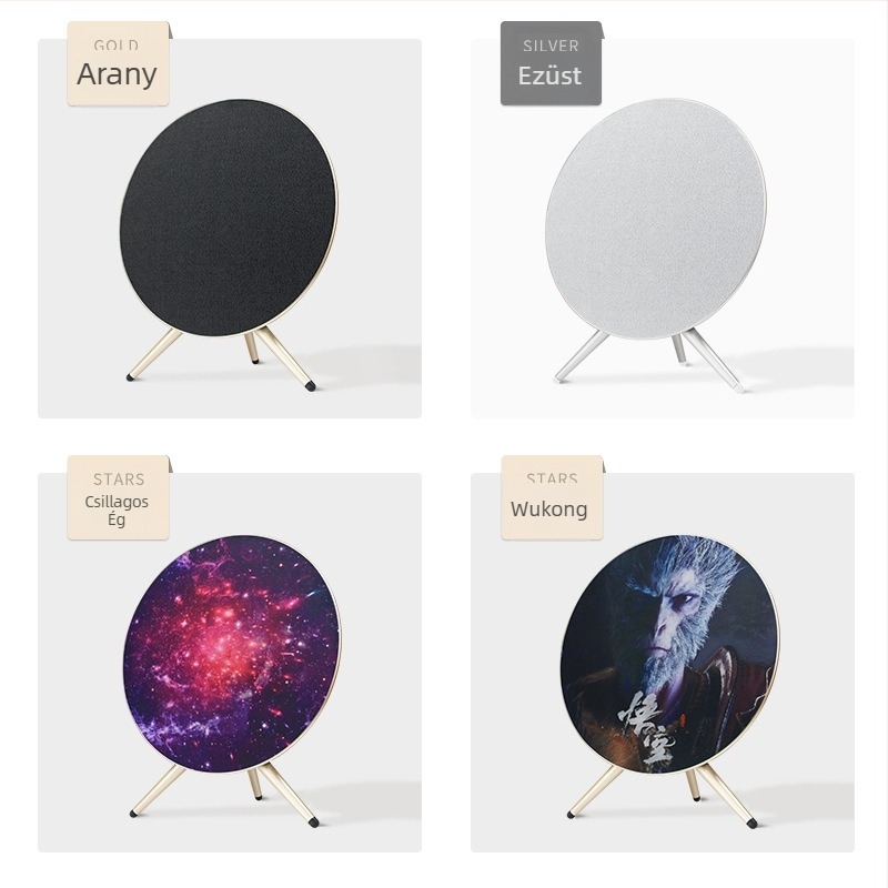 UFO formájú Bluetooth hangfal beépített akkumulátorral, 80W, 3 meghajtó, Bluetooth 5.3, IPX5 vízálló, 6000mAh — hordozható asztali és kültéri hangfal állvánnyal